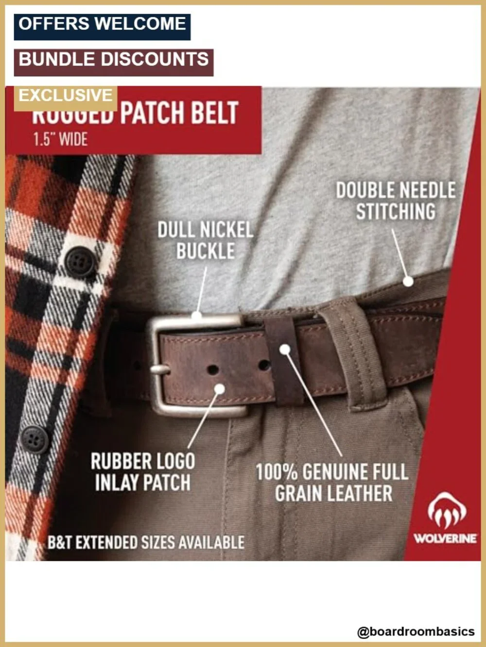 Full Grain Leather Belt Heavy Duty Durable Work Casual Classic Metal Buckle